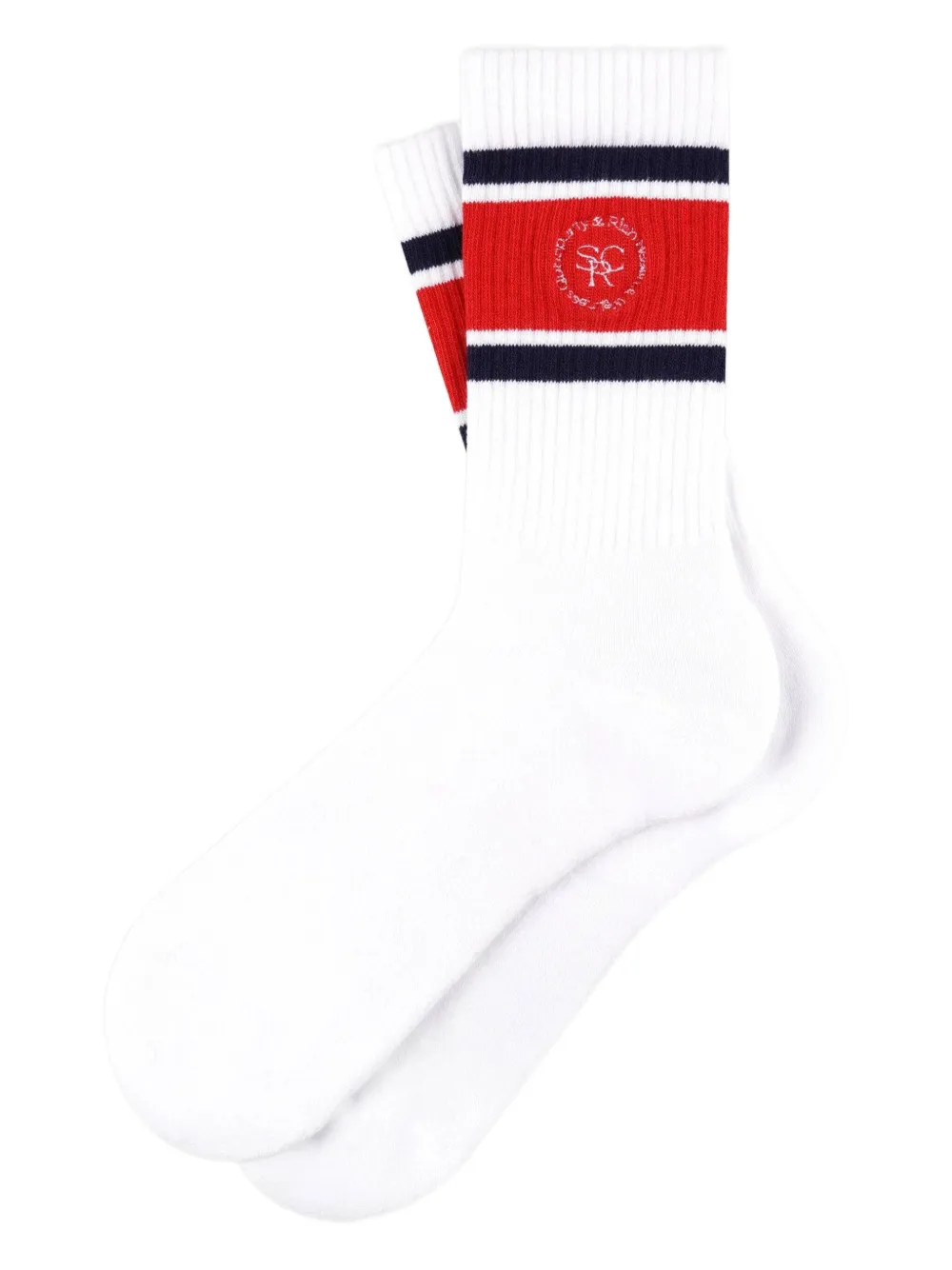 Sporty & Rich stripe logo socks | White | Image 1