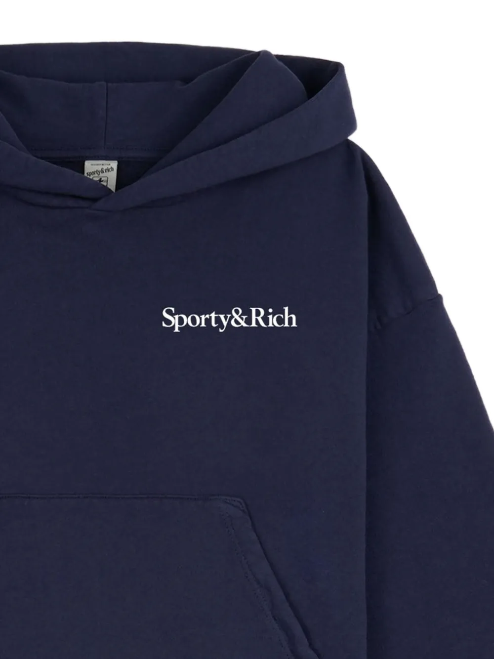 Sporty & Rich logo-print long-sleeve hoodie - Blauw