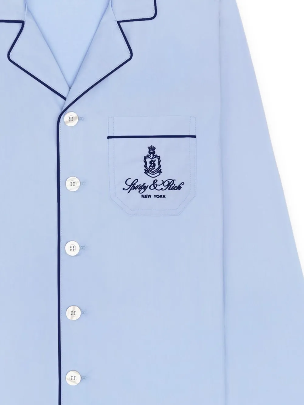 Sporty & Rich embroidered-pocket long-sleeve shirt | Pyjama Tops | Image 2
