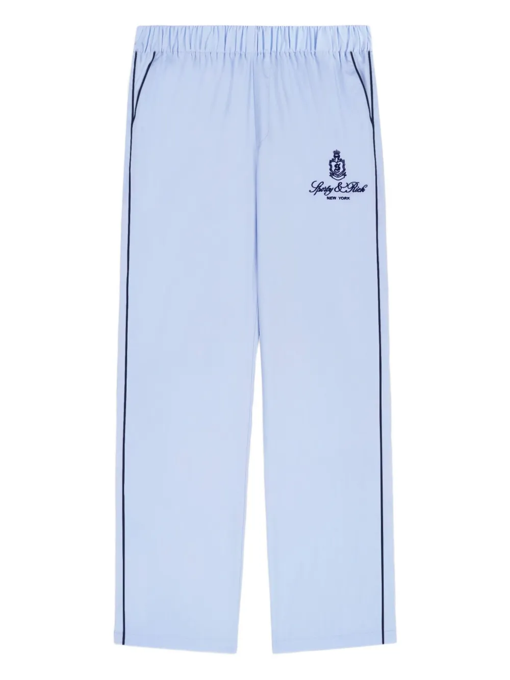 Sporty & Rich embroidered side-stripe trousers | Blue | Image 1