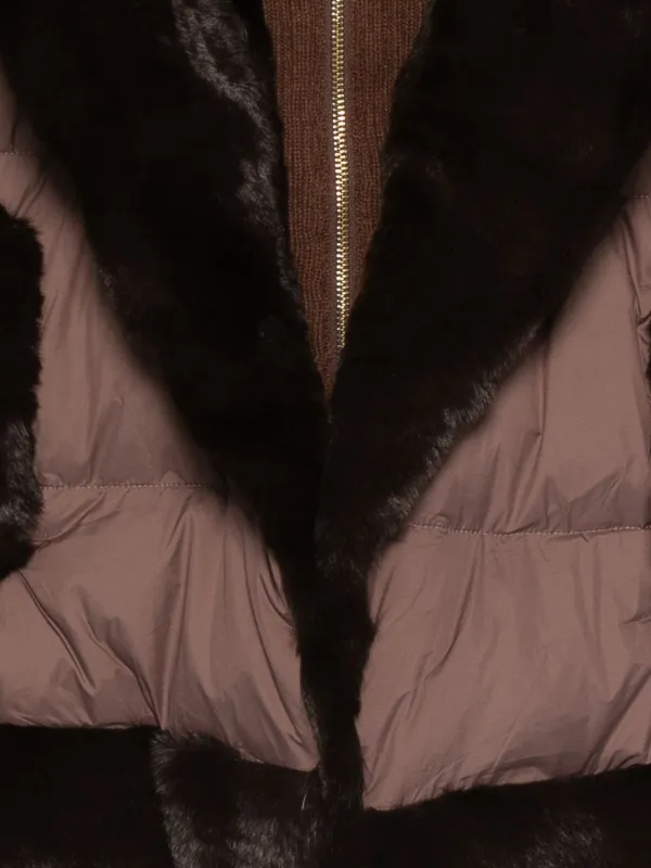 Max & Moi ファートリム キルティングベスト | ブラウン | FARFETCH JP