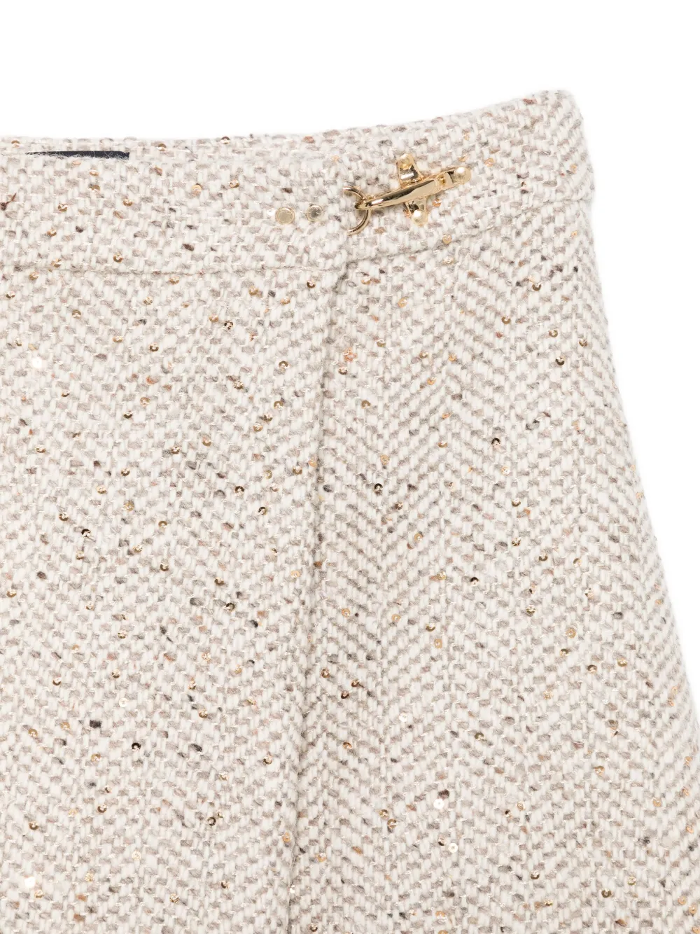 Fay Sequin-embellished Mini Skirt In Neutral