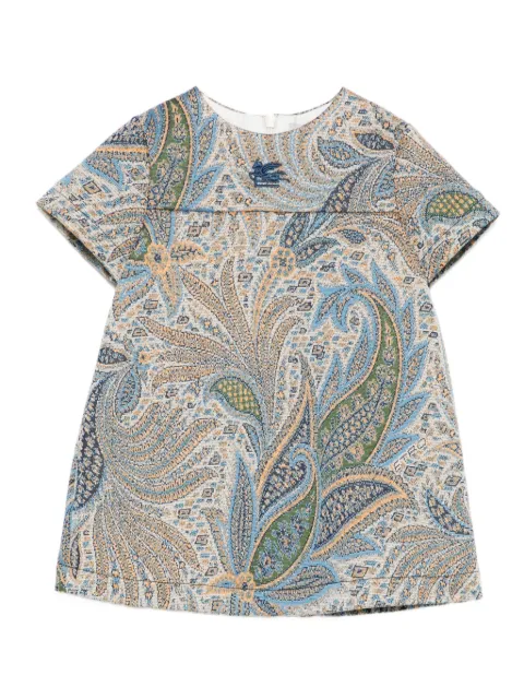 ETRO KIDS فستان بنقش بيزلي وتطريز شعار الماركة