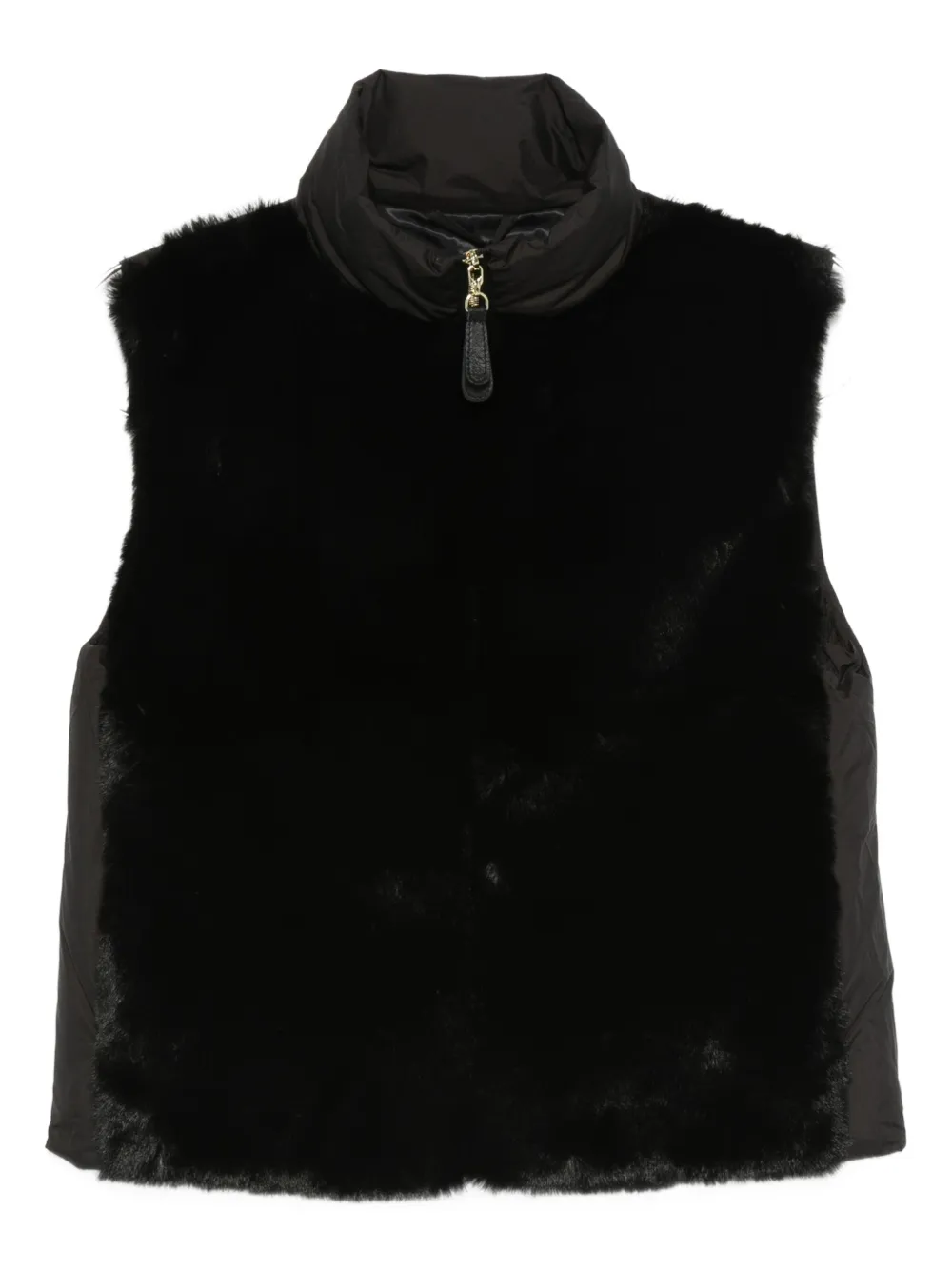 Max & Moi Dualita Faux-fur Sleeveless Gilet In Black