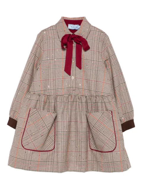 Mi Mi Sol check bow-detail dress