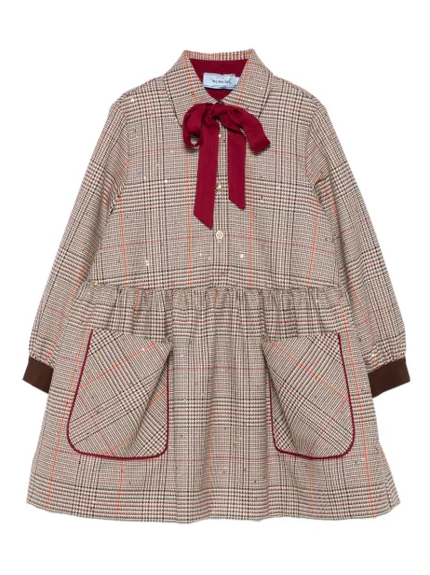 Mi Mi Sol check bow-detail dress