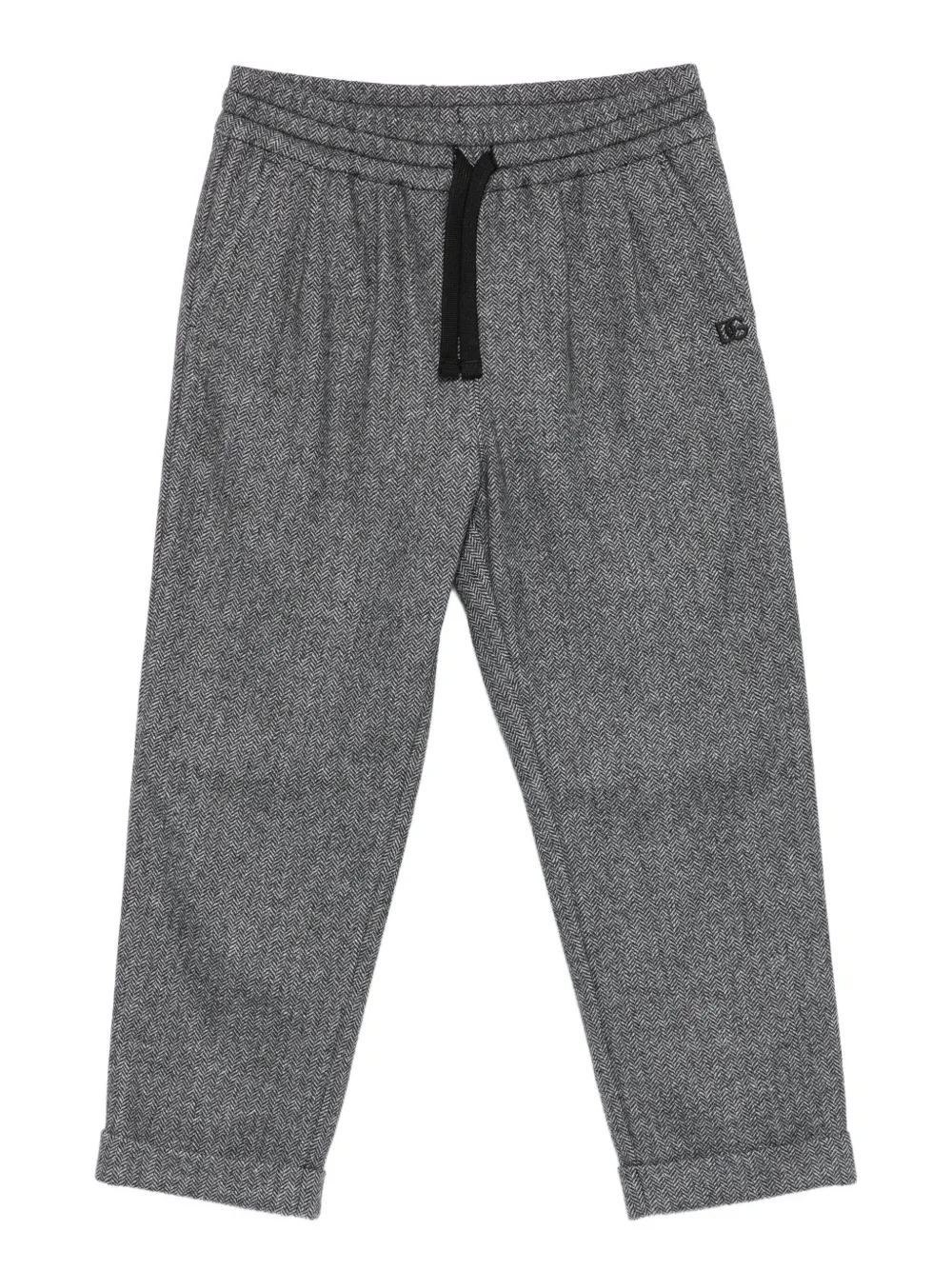 Dolce & Gabbana Kids herringbone drawstring trousers | Grey | Image 1