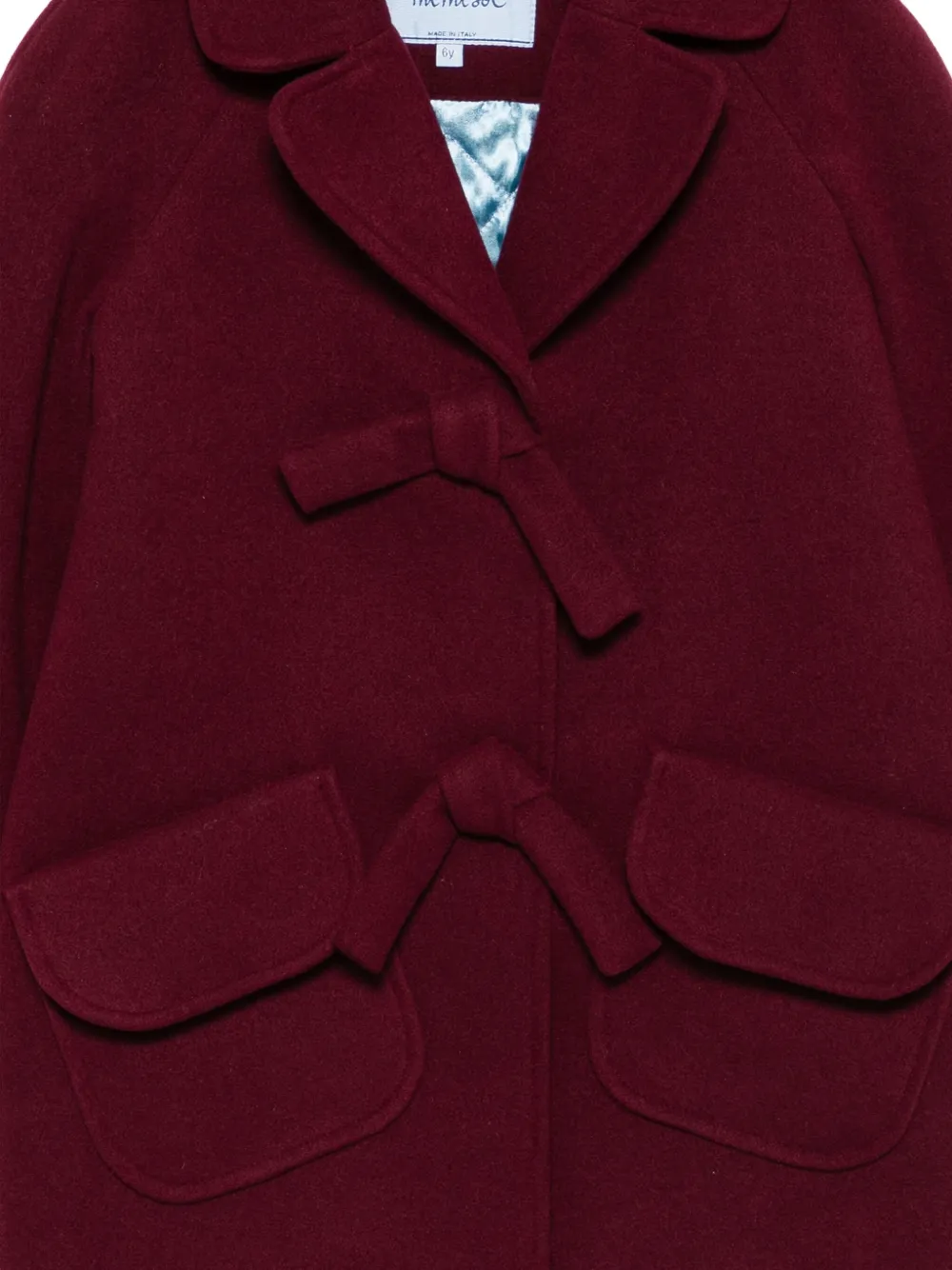 Mi Mi Sol Bow-detail Patch-pocket Coat In Red