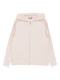 D.Exterior hooded zip-up cardigan - Neutrals