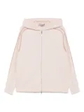 D.Exterior hooded zip-up cardigan - Neutrals