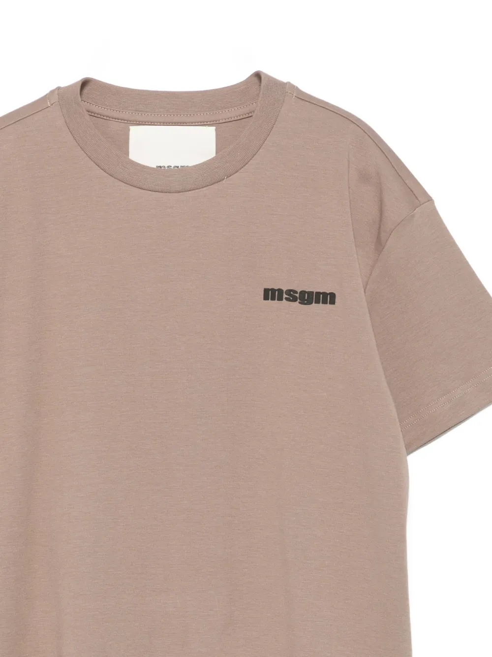 MSGM Kids Katoenen T-shirt met logoprint Beige