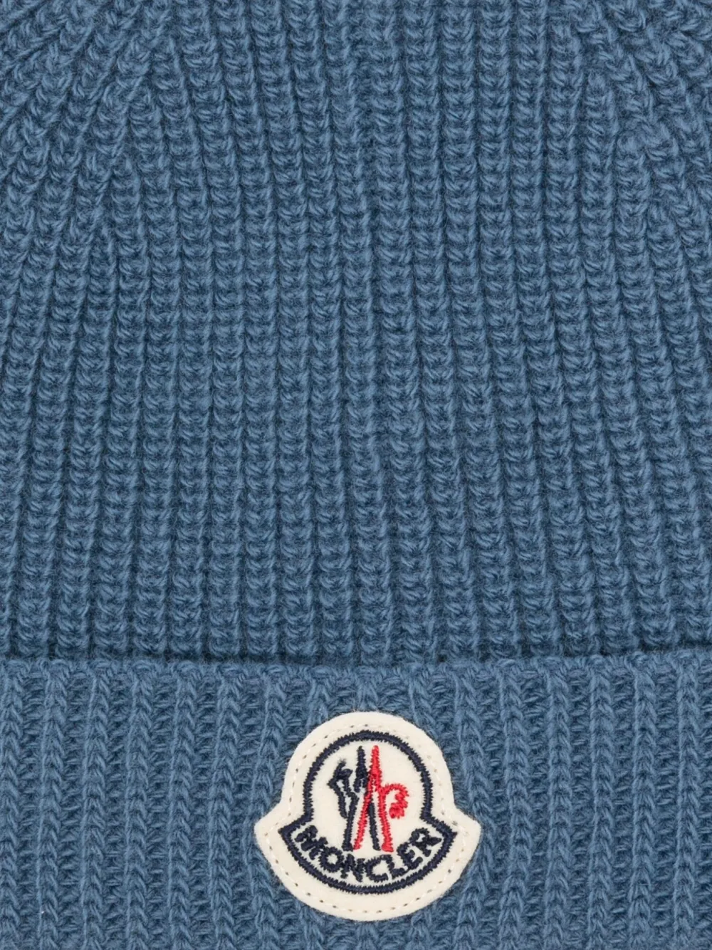 Moncler Enfant ribbed logo beanie hat - Blauw