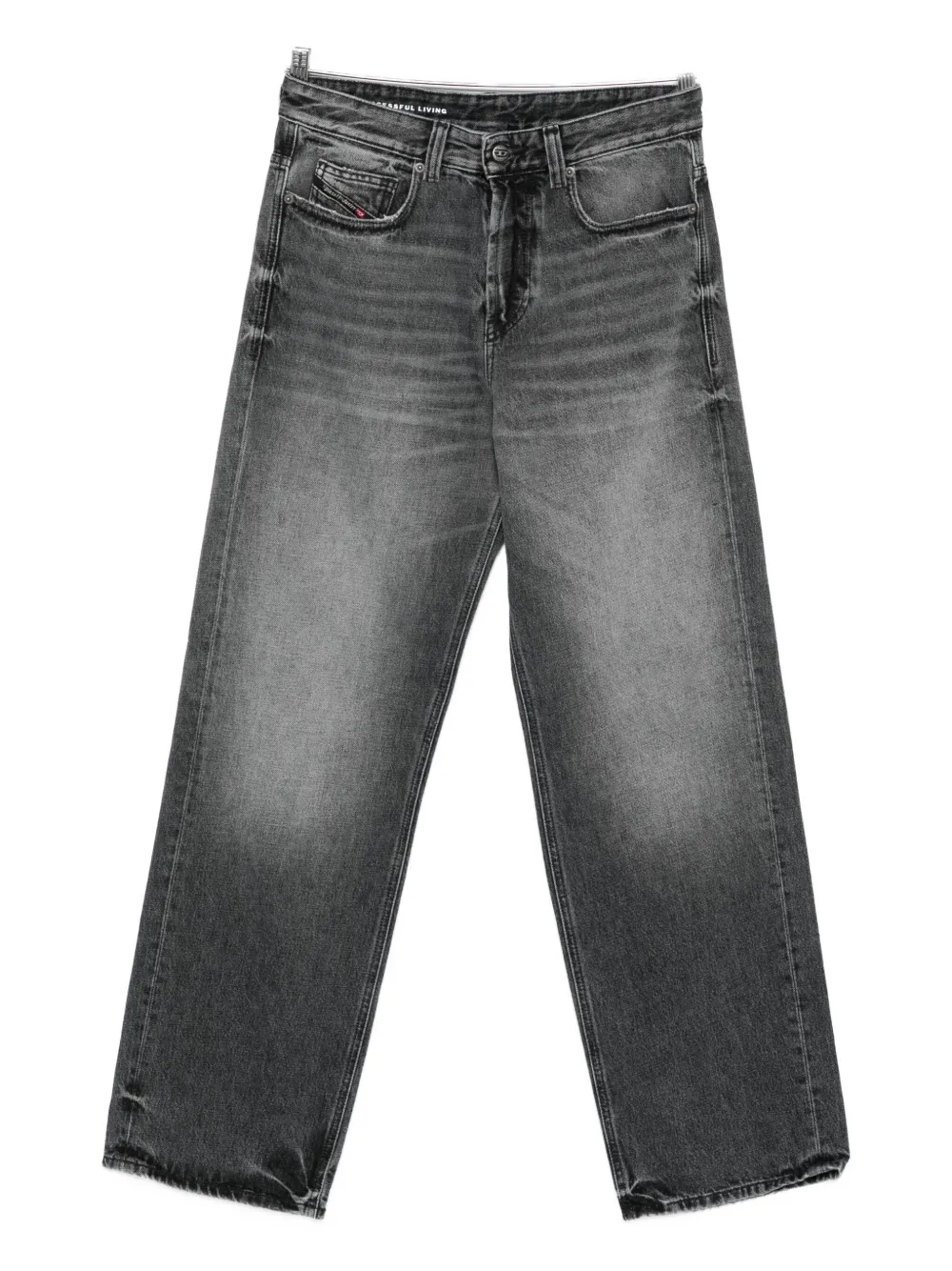 Diesel Straight Trousers With Faded Effect And Belt Loops In Gray