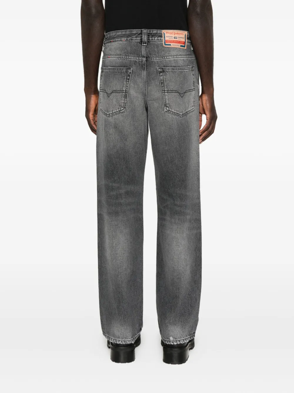 Diesel Straight Trousers With Faded Effect And Belt Loops In Gray