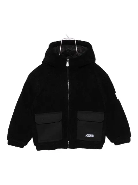 Moschino Kids hooded teddy-texture jacket