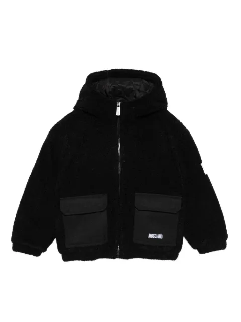 Moschino Kids hooded teddy-texture jacket