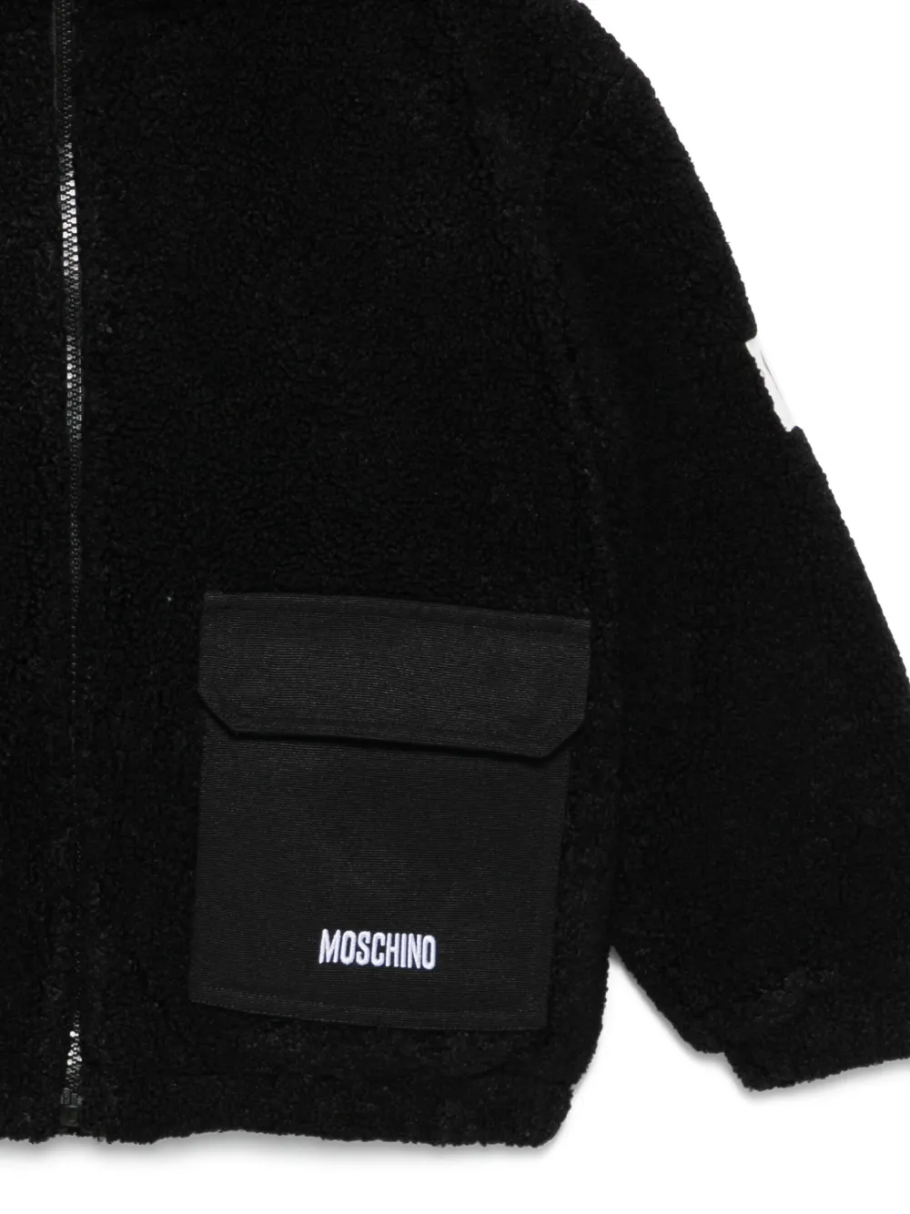 Moschino Kids Jack met capuchon en teddytextuur Zwart