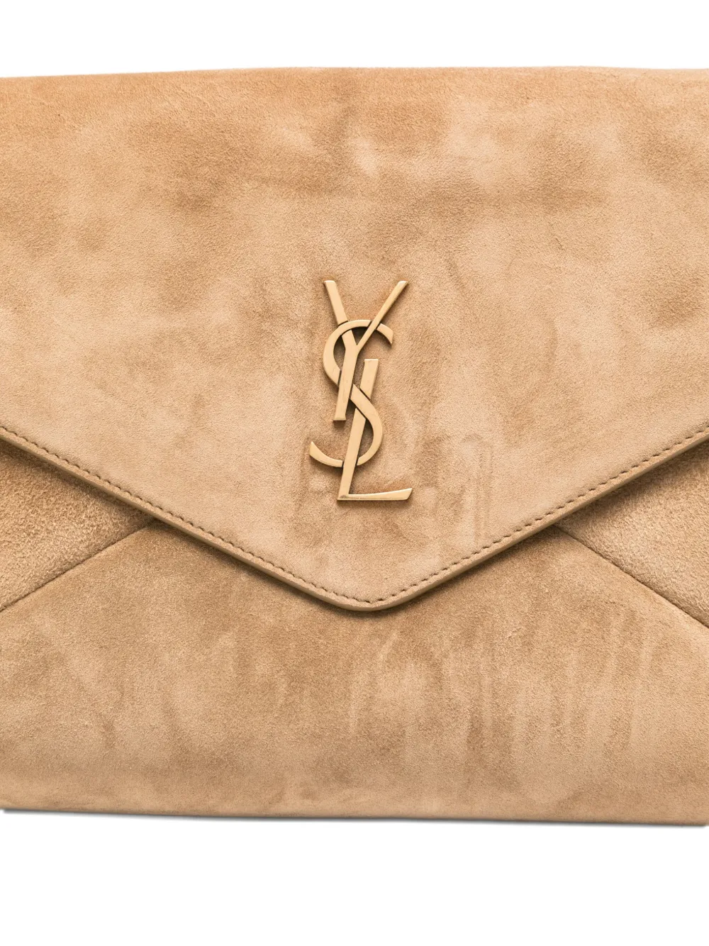 Saint Laurent Large Envelope Logo Clutch Bag In Neutral