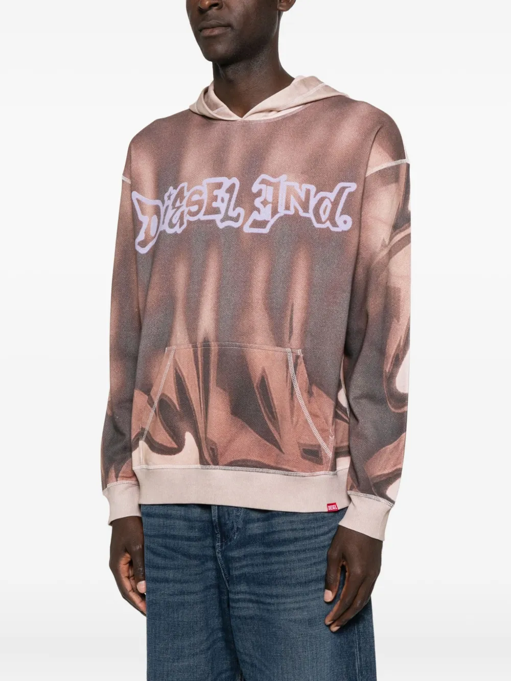 Diesel Hoodie With Graffiti Print In Brown