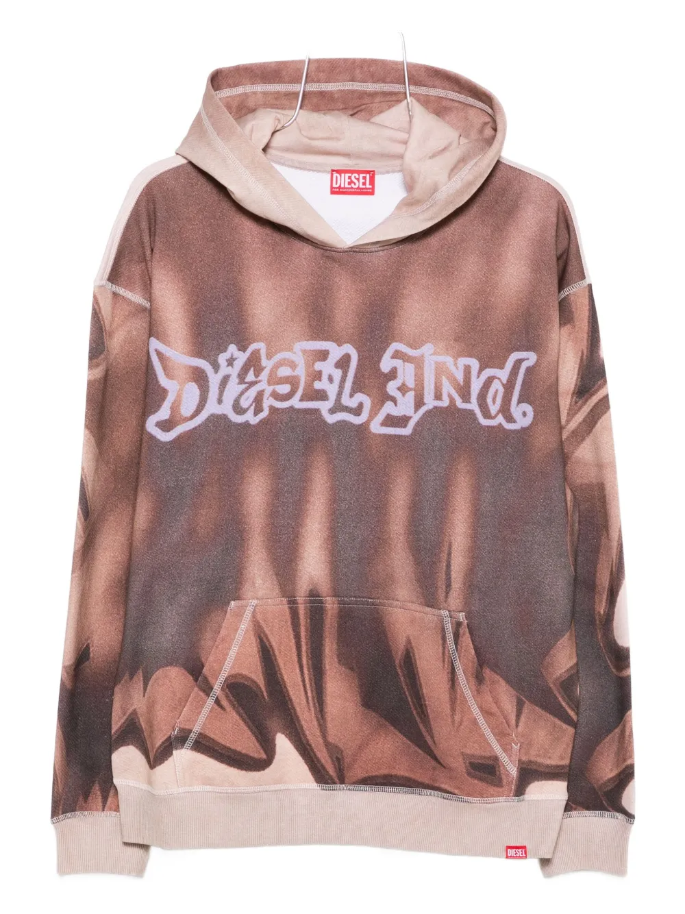 Diesel Hoodie With Graffiti Print In Brown