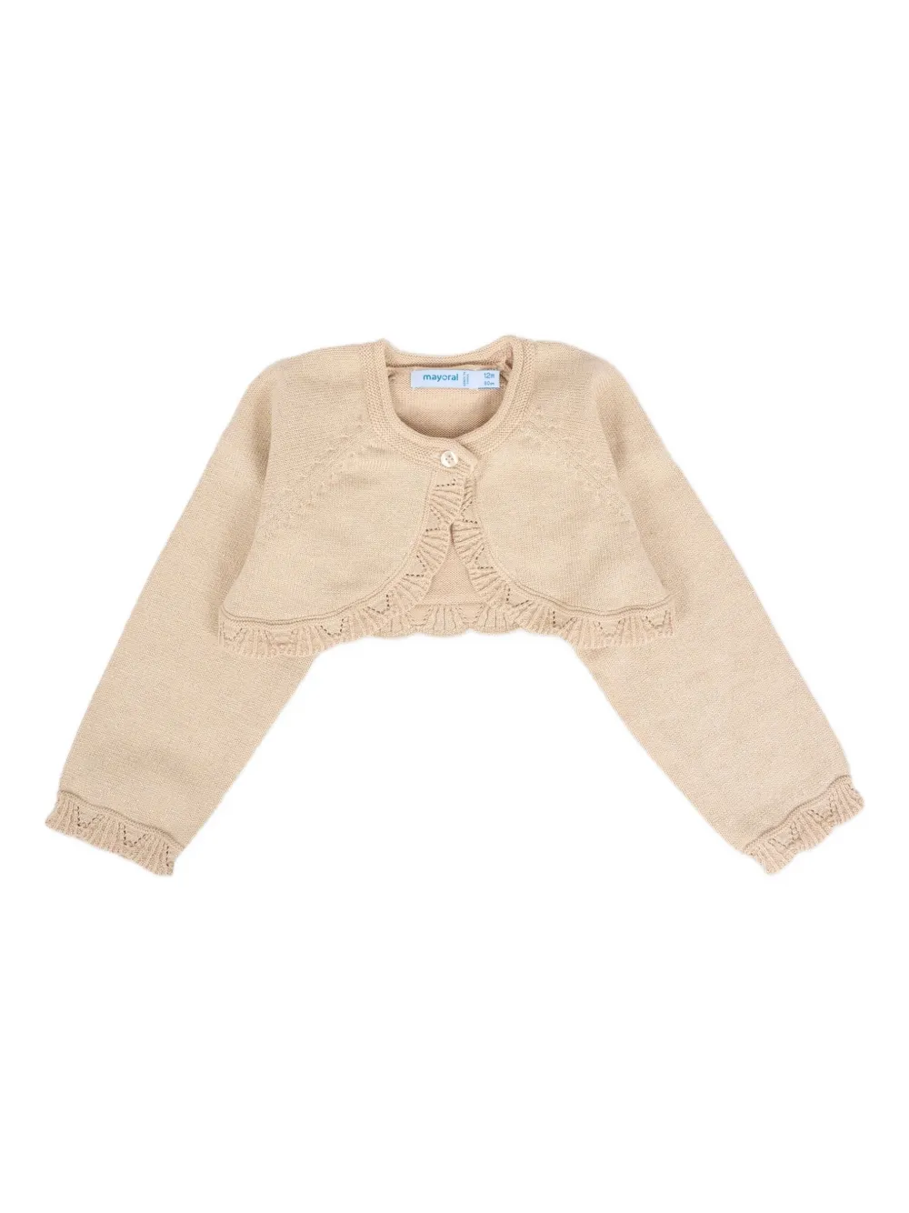 Mayoral ruffled-hem knitted cardigan Beige