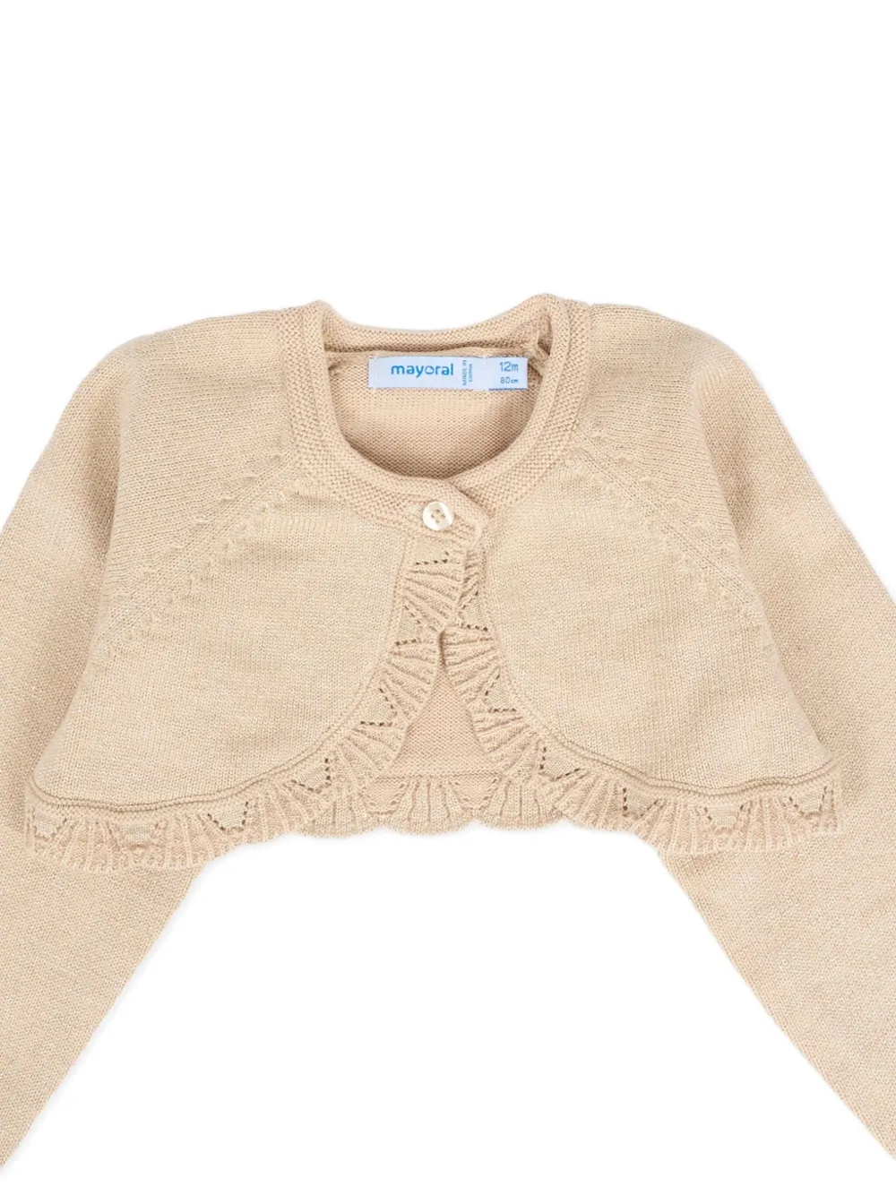 Mayoral ruffled-hem knitted cardigan Beige