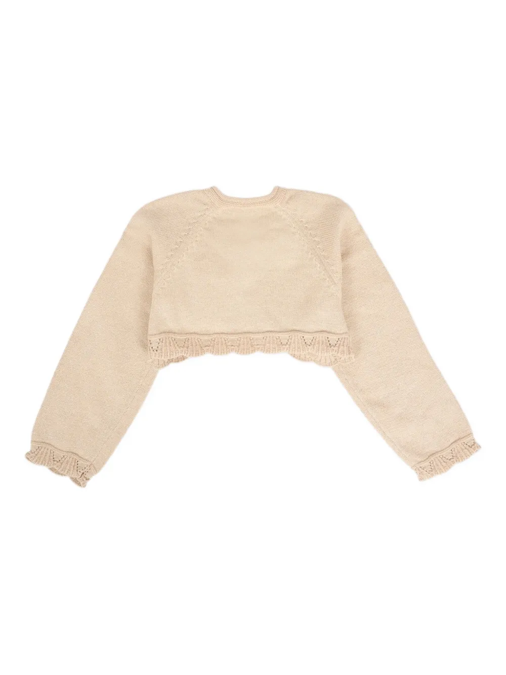Mayoral ruffled-hem knitted cardigan Beige