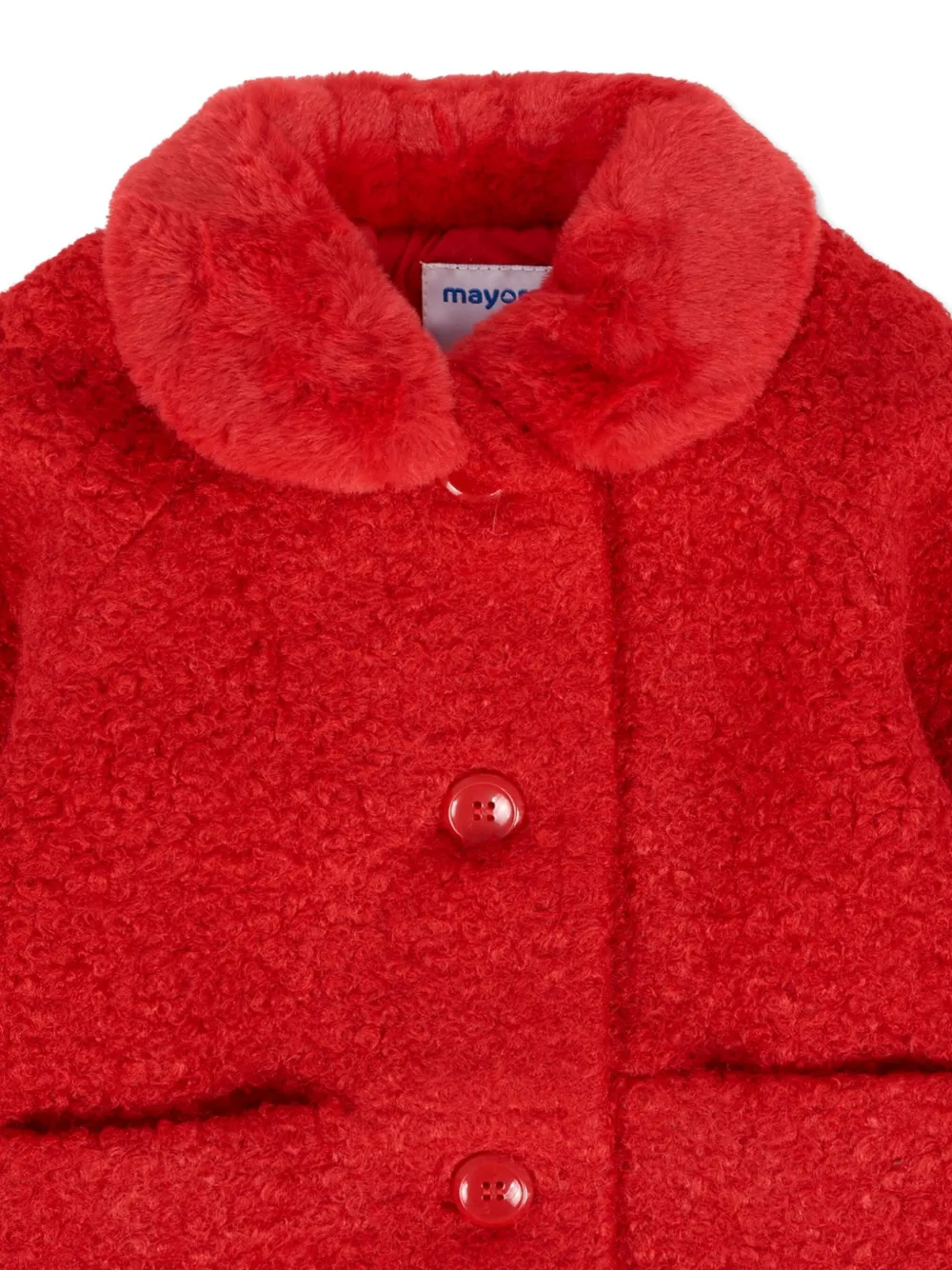 Mayoral Teddy jas met kraag van imitatiebont Rood