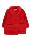 Mayoral faux-fur collar teddy coat - Red