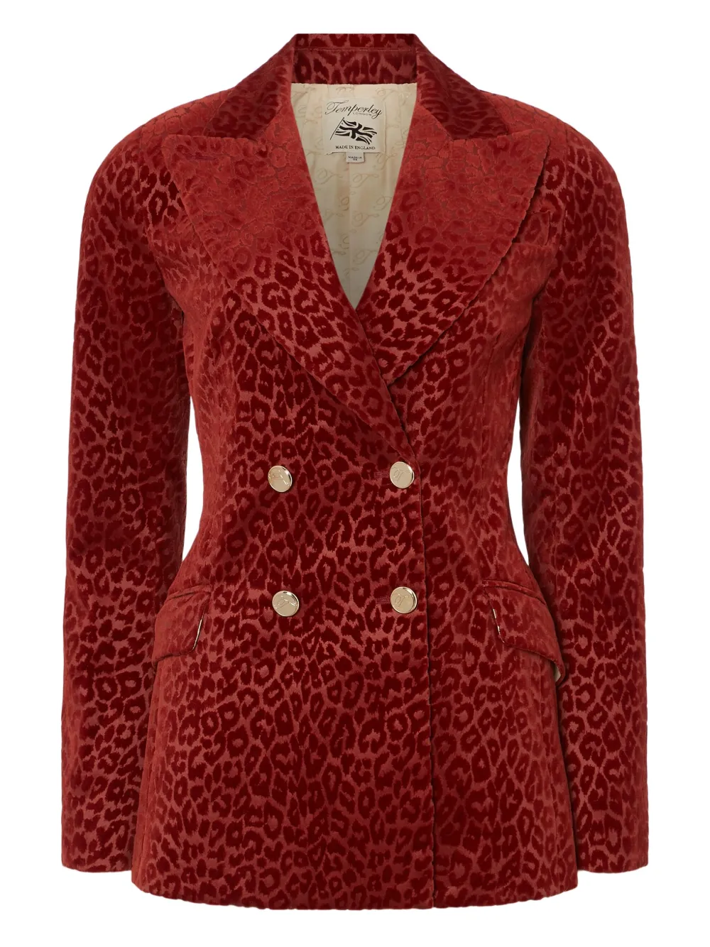 Temperley London Leopard-pattern Double-breasted Blazer In Red