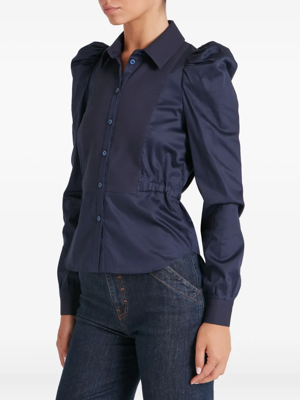 Temperley London Blouse met pofmouwen en knoopsluiting Blauw