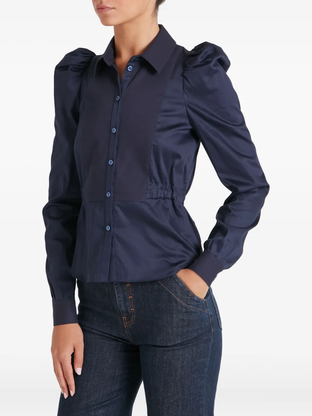 Temperley London Blouse met pofmouwen en knoopsluiting Blauw
