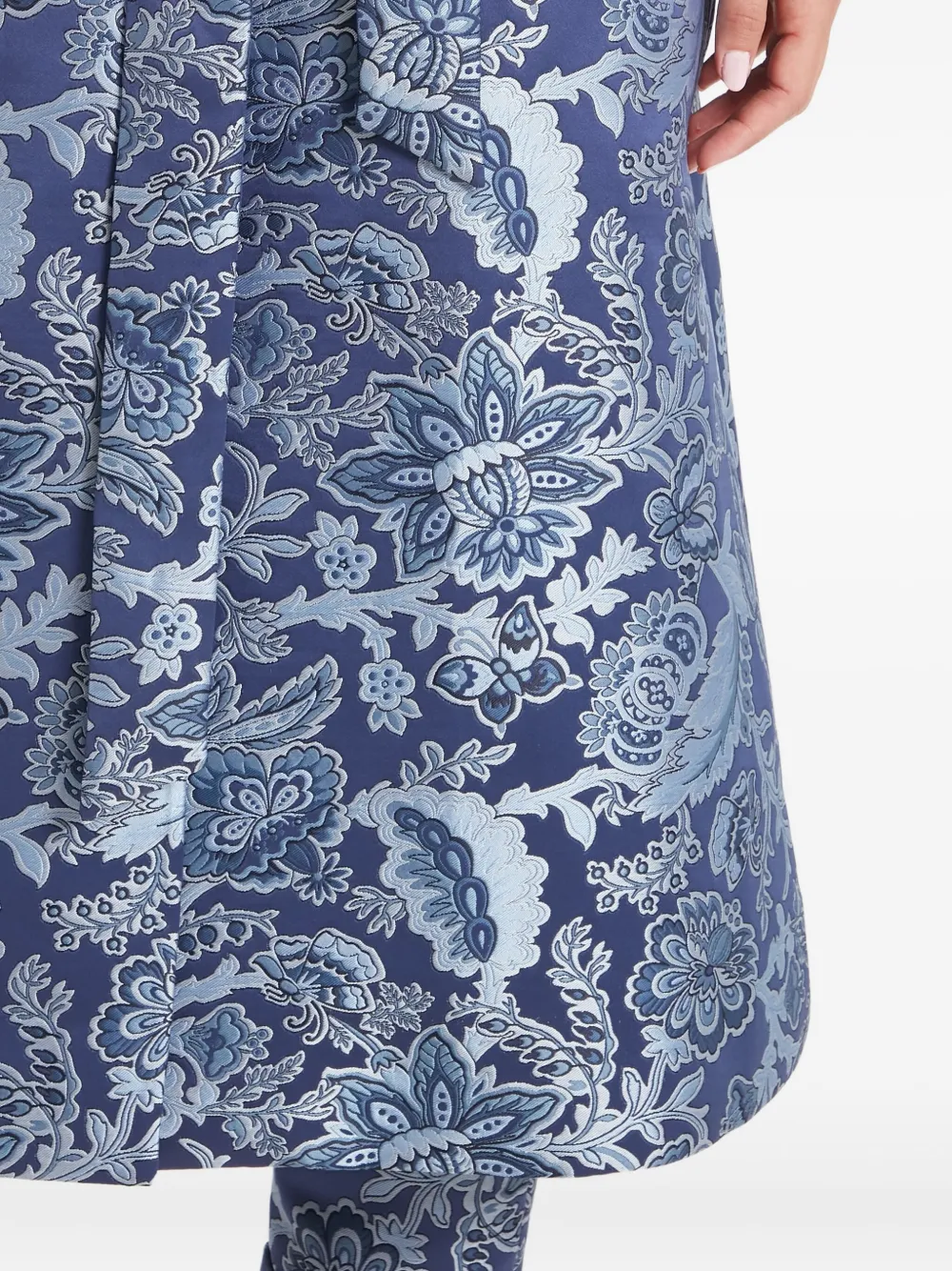 Temperley London Francis jas met bloemenbrokaat en ceintuur Blauw