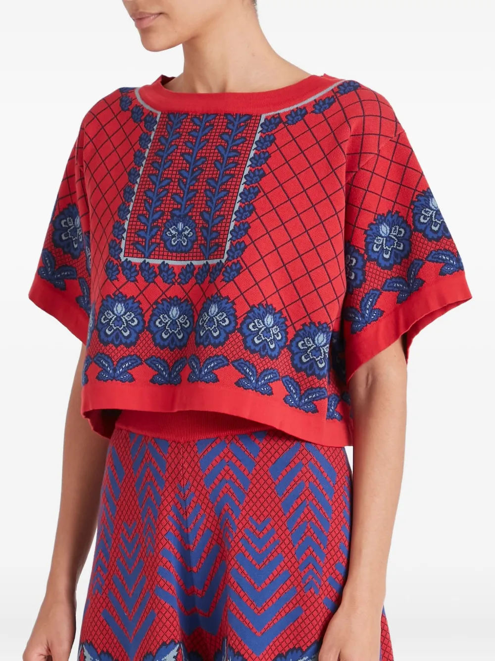 Temperley London Grid-pattern T-shirt In Pink