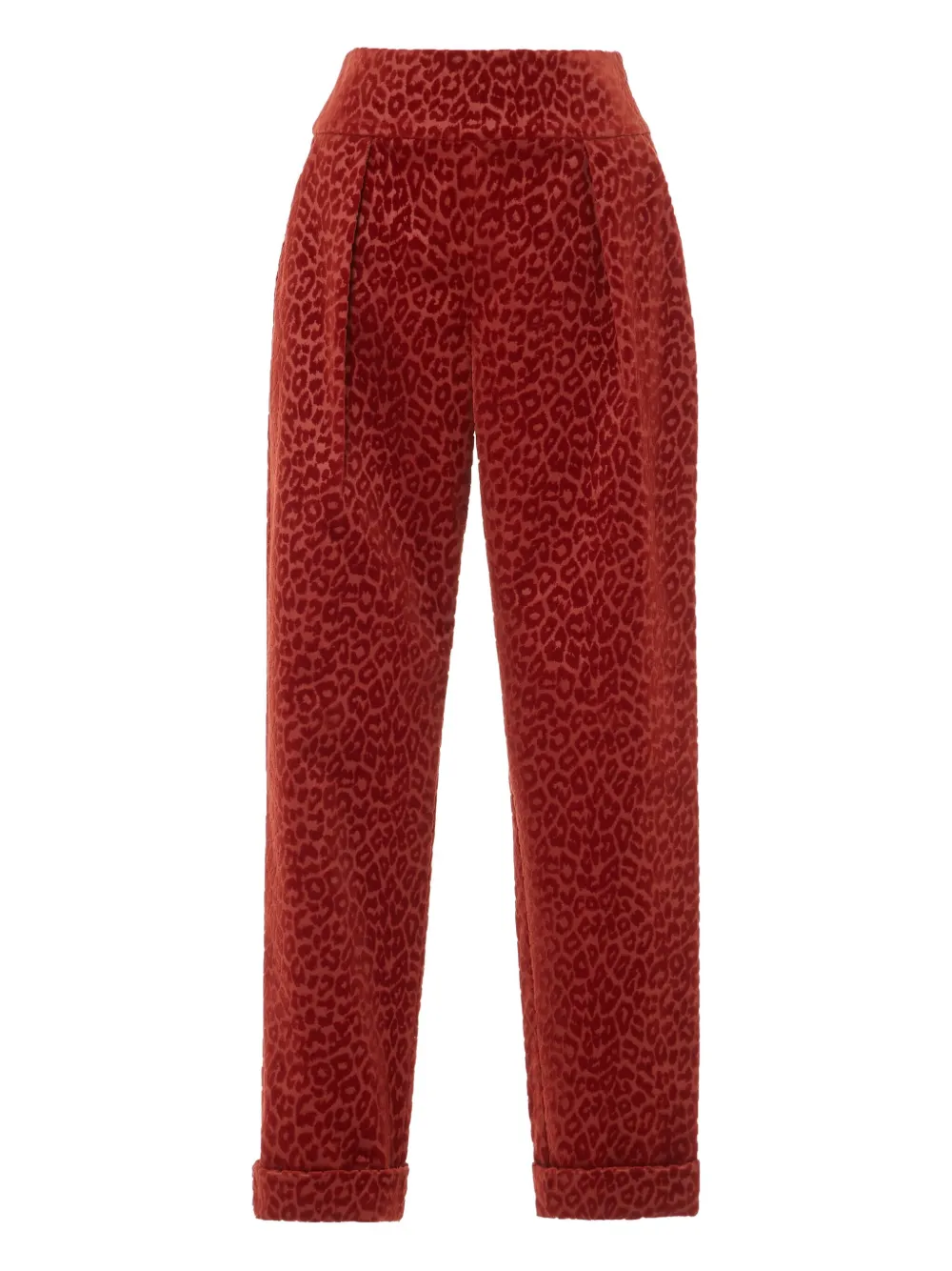 Temperley London Pantaloni con pieghe stampa leopardata - Rosso