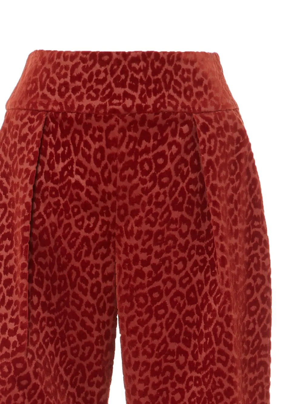 Temperley London Pleated Leopard-print Trousers In Red