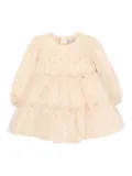 Mayoral star-print tiered dress - Neutrals