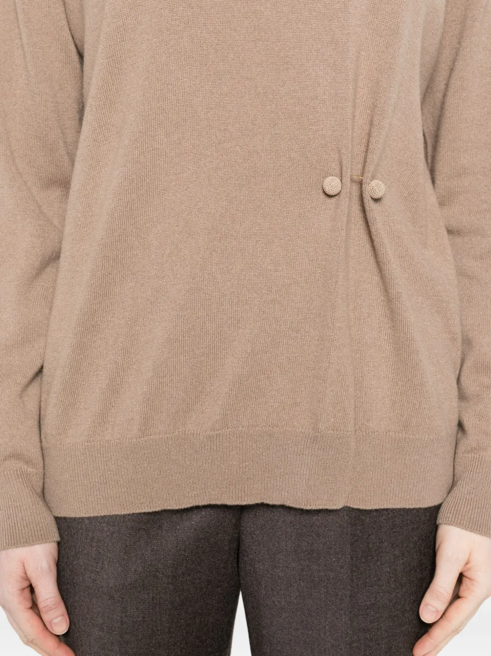 Fabiana Filippi High-neck Button-detail Sweater In Brown