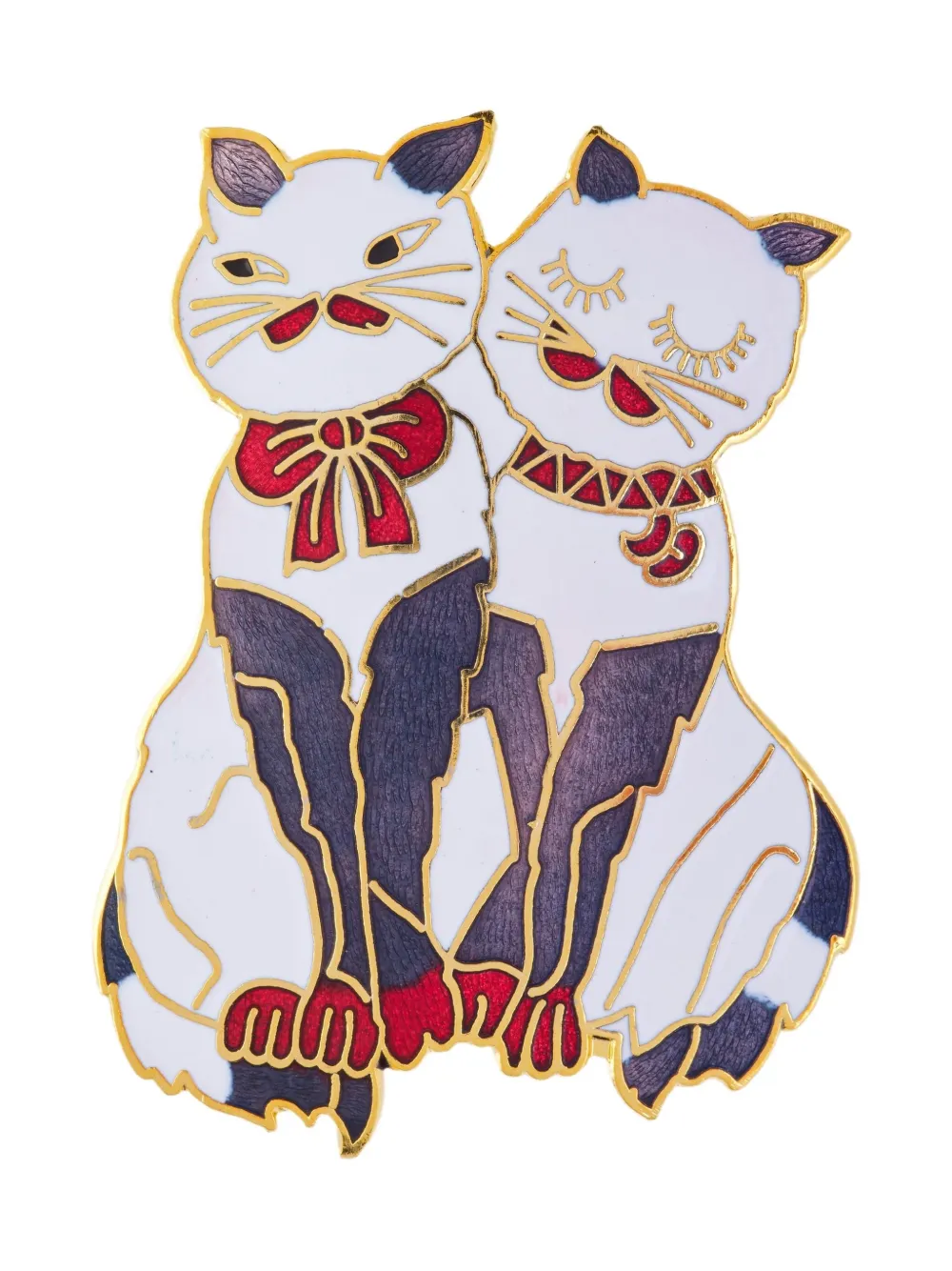 Susan Caplan Vintage 1980s Love Cats brooch - ホワイト Susan Caplan Vintage 1980s Love Cats brooch - ホワイト
