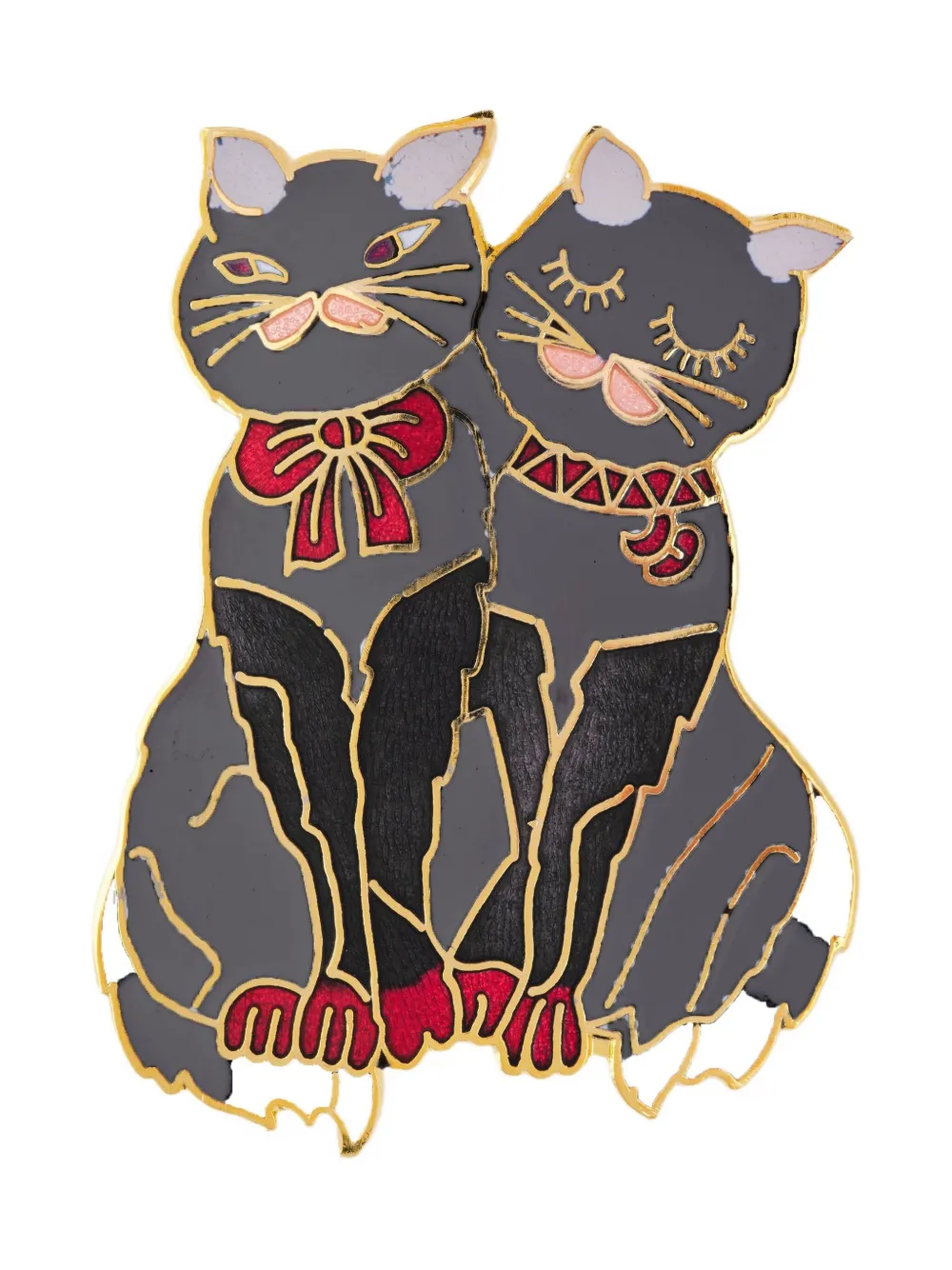 Susan Caplan Vintage 1980s Love Cat brooch - グレー Susan Caplan Vintage 1980s Love Cat brooch - グレー