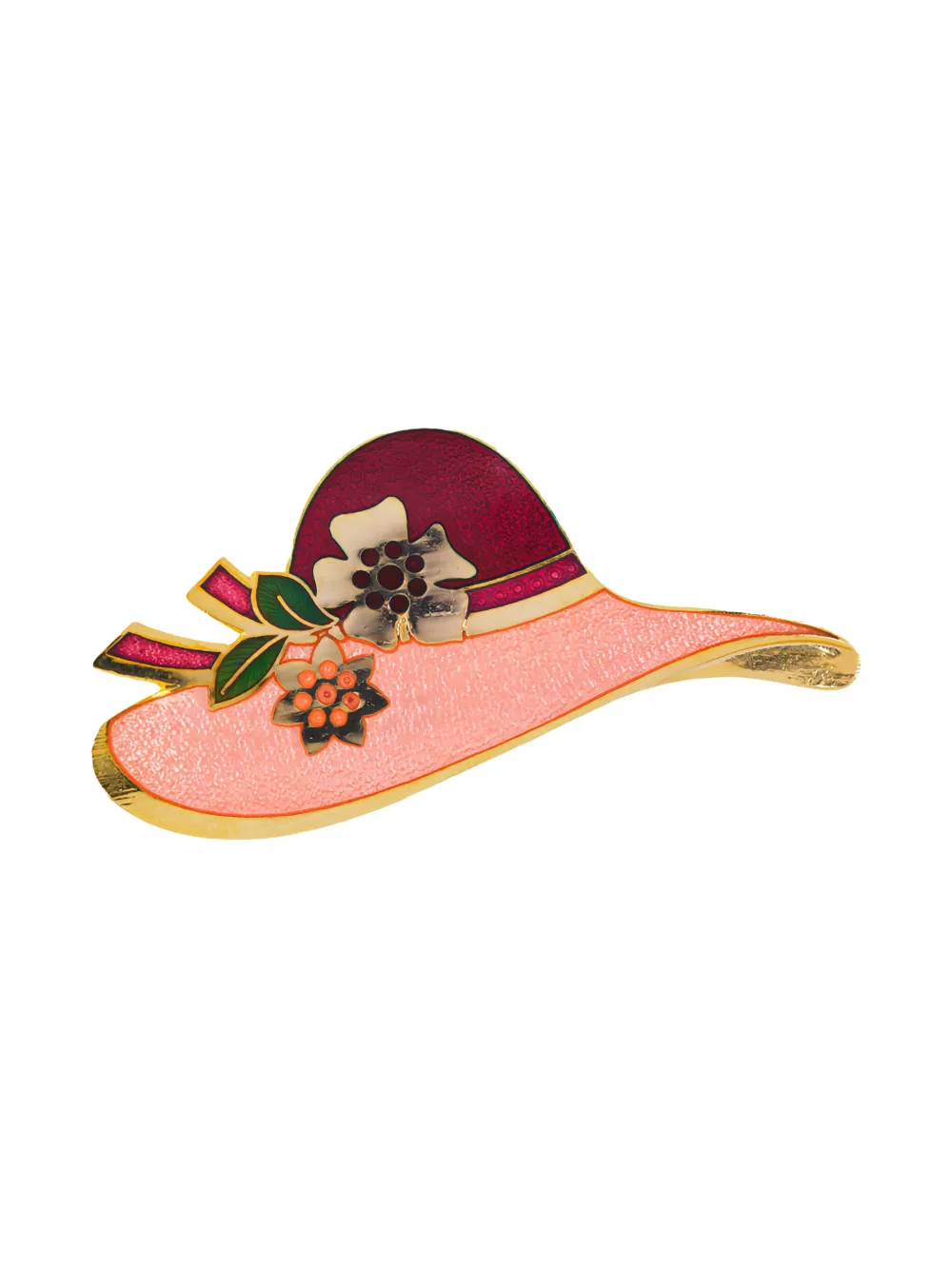 Susan Caplan Vintage 1980s wide-brimmed hat brooch - レッド Susan Caplan Vintage 1980s wide-brimmed hat brooch - レッド