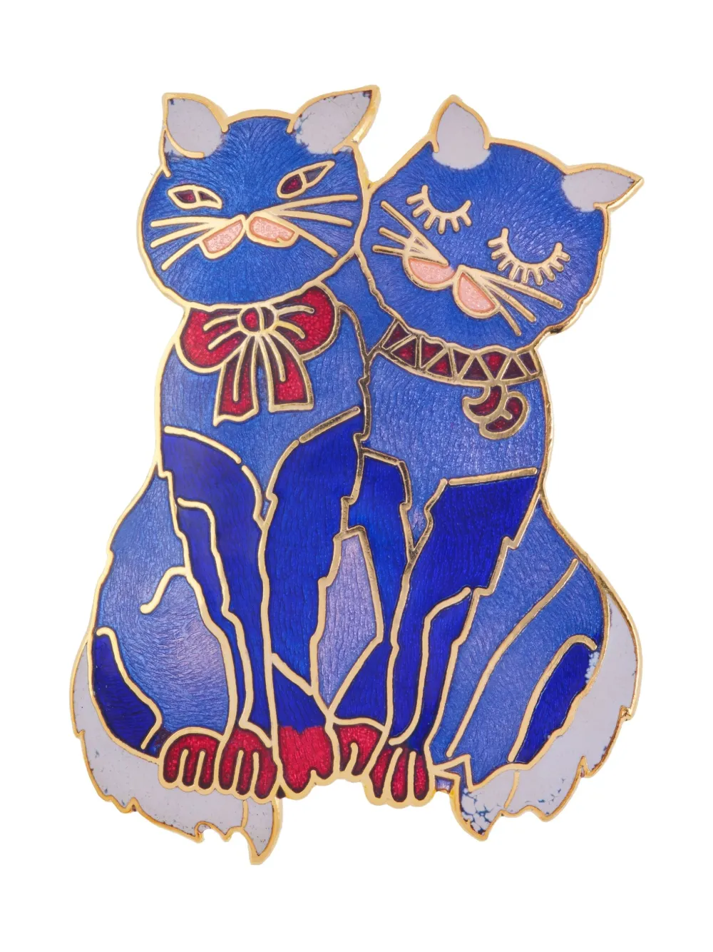 Susan Caplan Vintage 1980s Love Cats brooch - ブルー Susan Caplan Vintage 1980s Love Cats brooch - ブルー