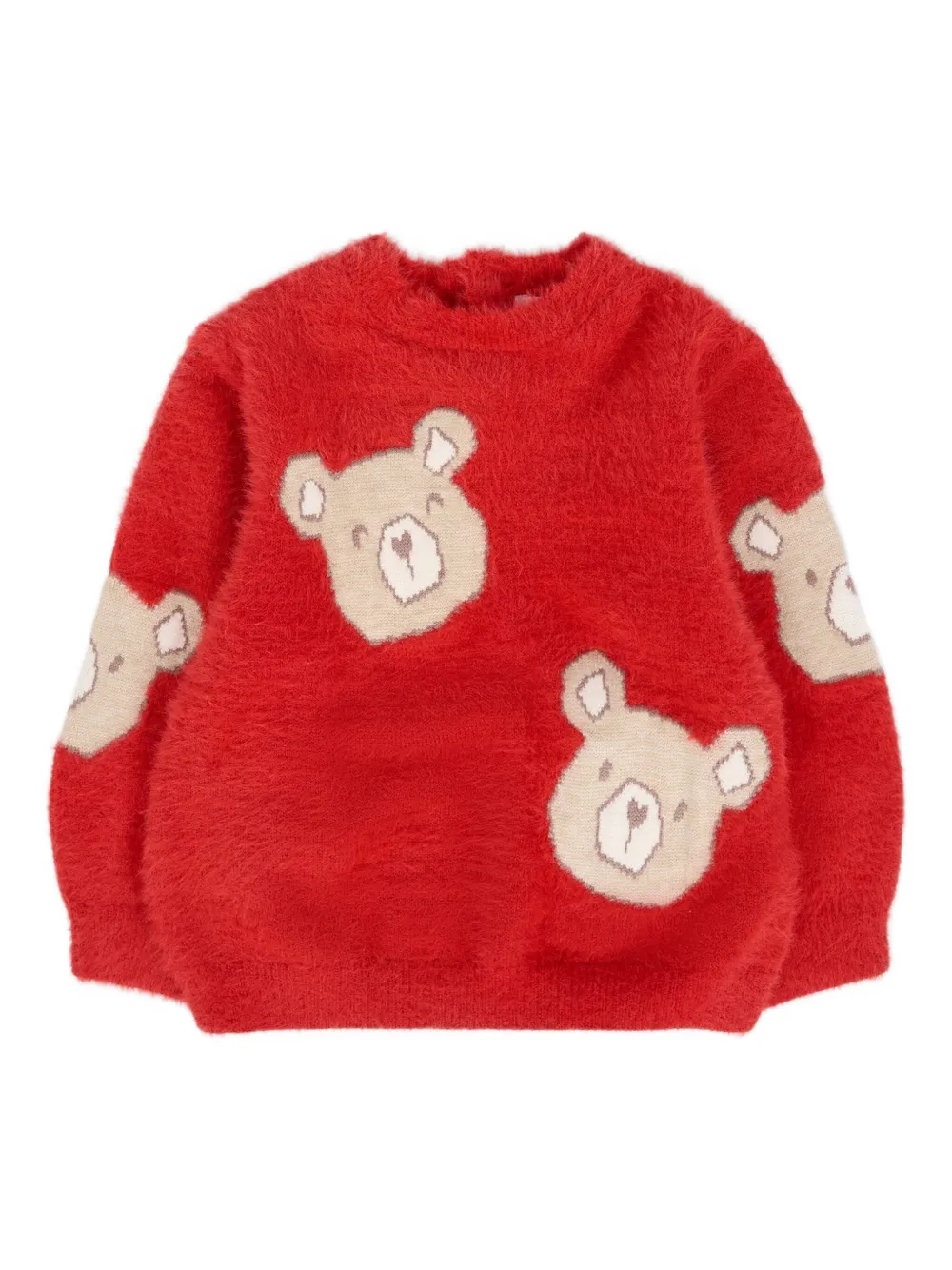 Mayoral bear-face fluffy sweater Rood