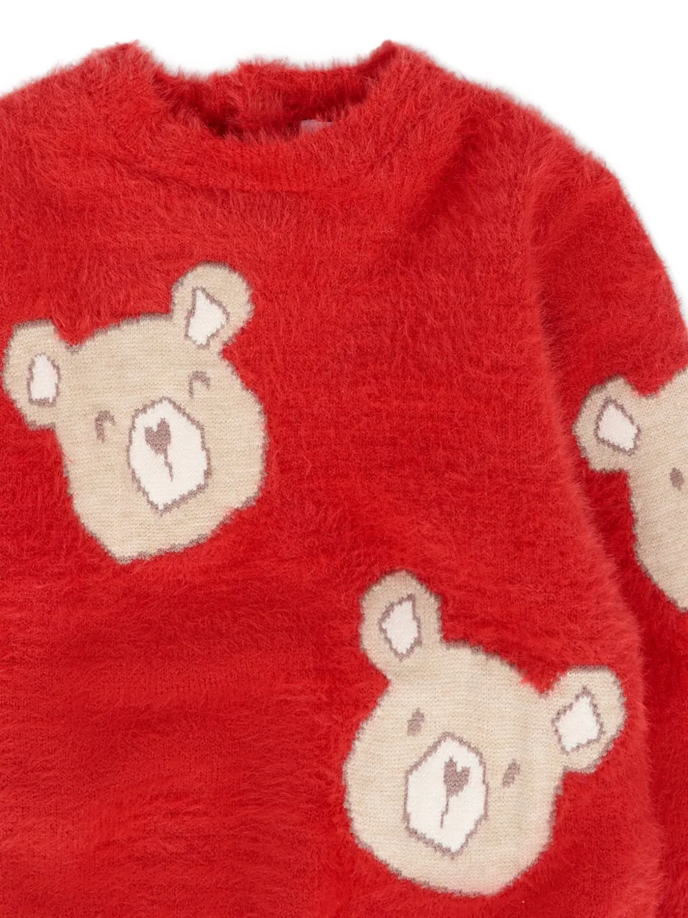 Mayoral bear-face fluffy sweater Rood