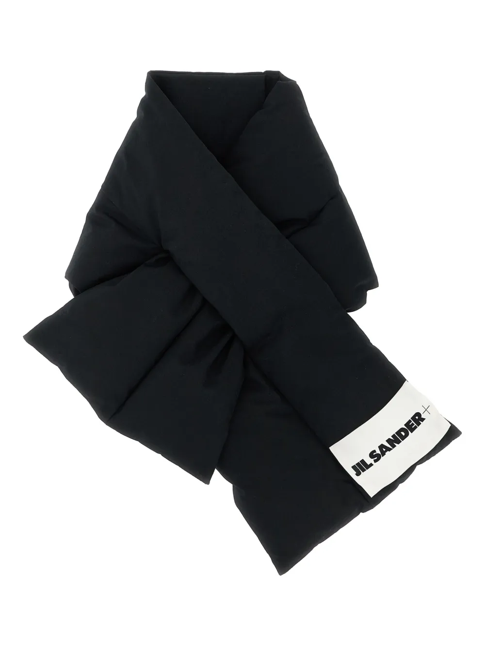 Jil Sander padded logo-patch scarf - ブラック Jil Sander padded logo-patch scarf - ブラック