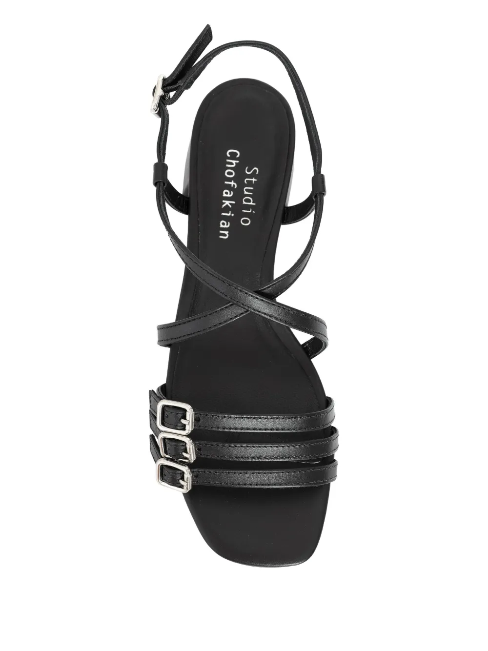 Studio Chofakian 25 mm Studio 178 sandalen met gekruiste bandjes en gespdetail Zwart