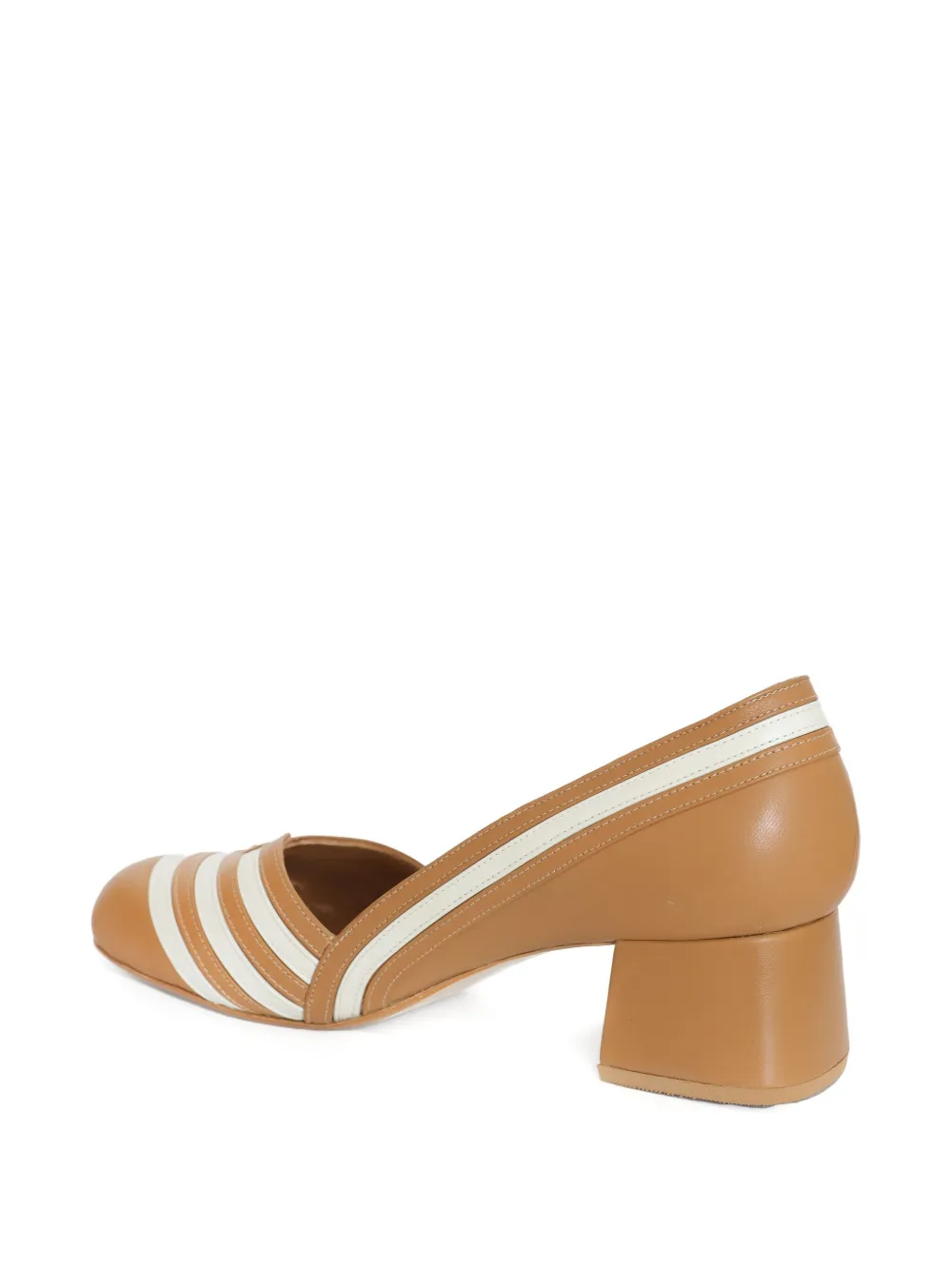 Sarah Chofakian 50 mm Tiramisu pumps met blokhak en streepdetail Bruin