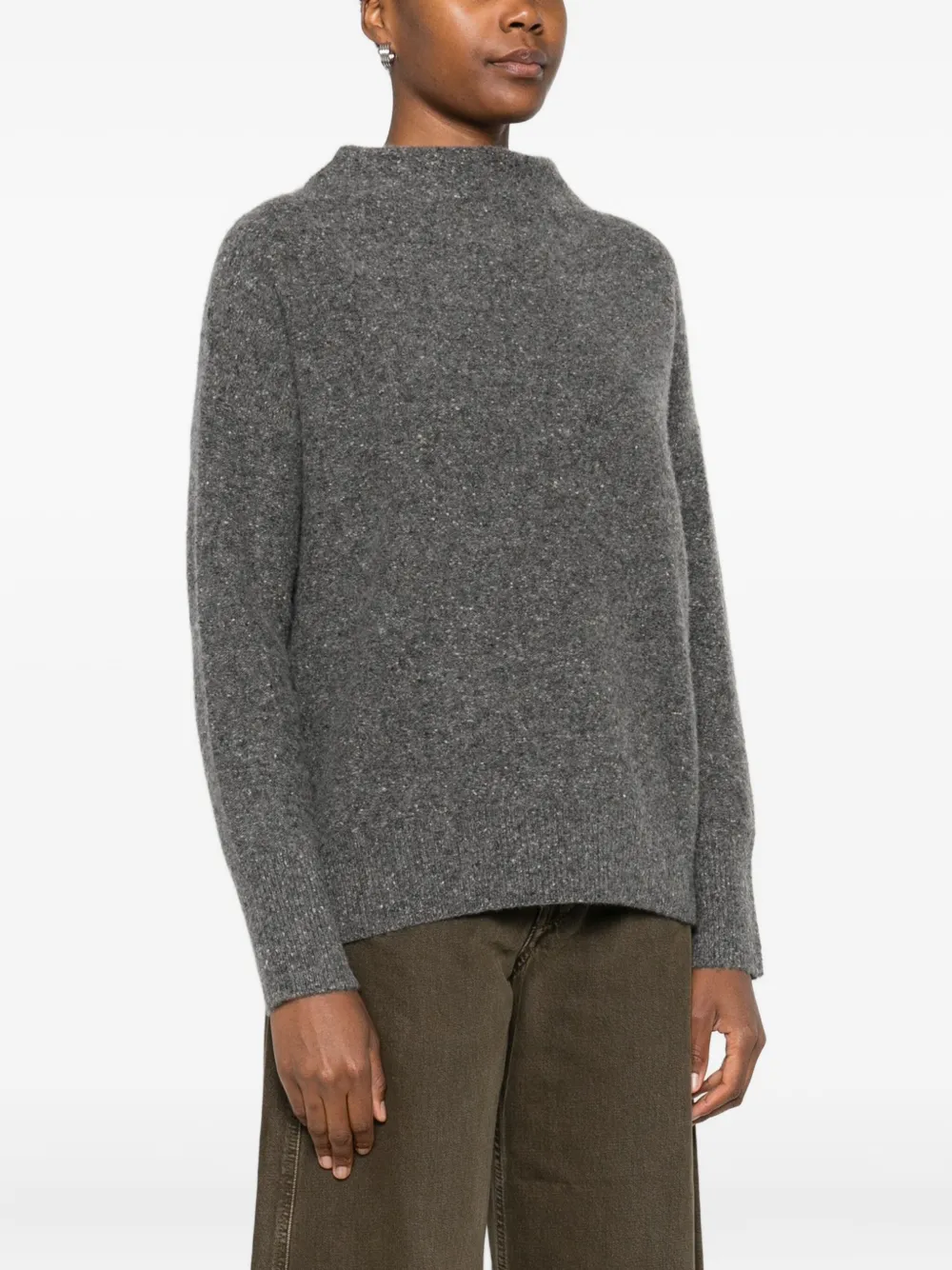 Vince Speckled Mock-neck Sweater In Gray