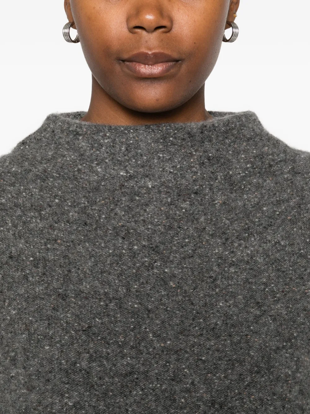 Vince Speckled Mock-neck Sweater In Gray