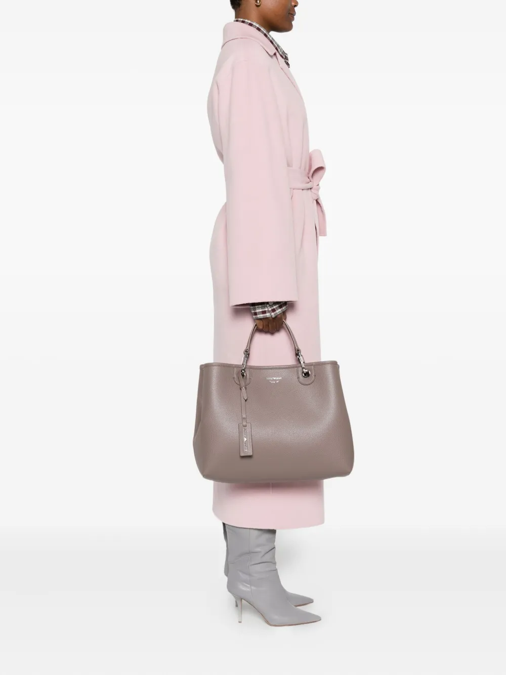 Emporio Armani logo-plaque tote bag - Beige